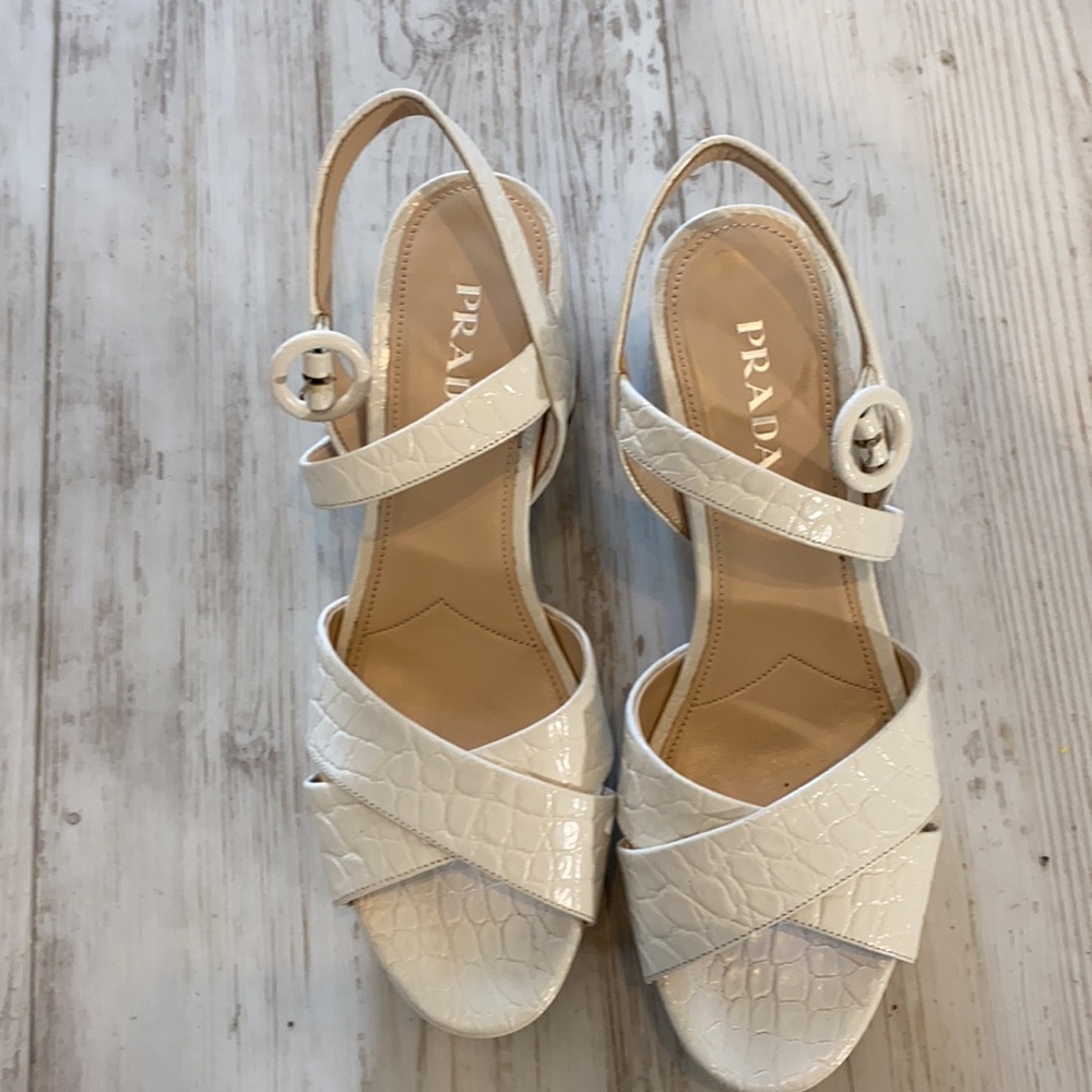 Prada white croc platform sandals 39